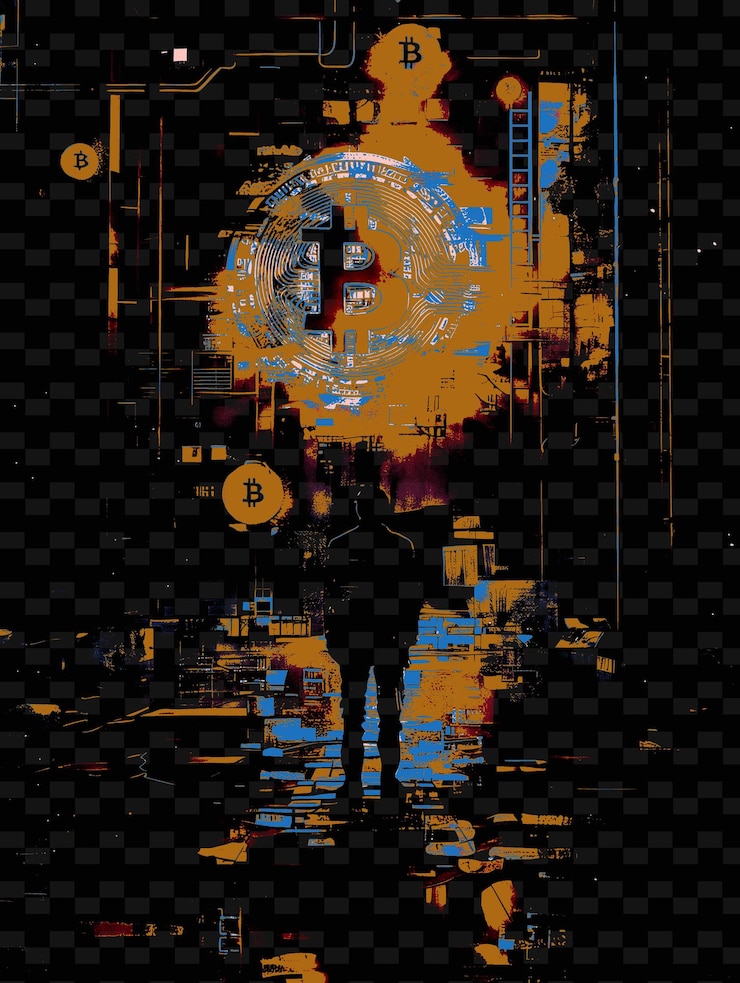PSD candidate at a parallel universe event discussing bitcoins p flat illustration idea designs