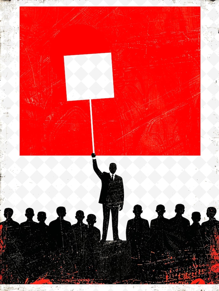 PSD candidates at a campaign event with red campaign sign paisle png flat illustration background