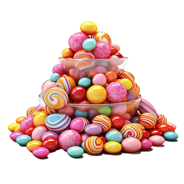 Candies composition of different colored sweet realistic and isolated white clear background