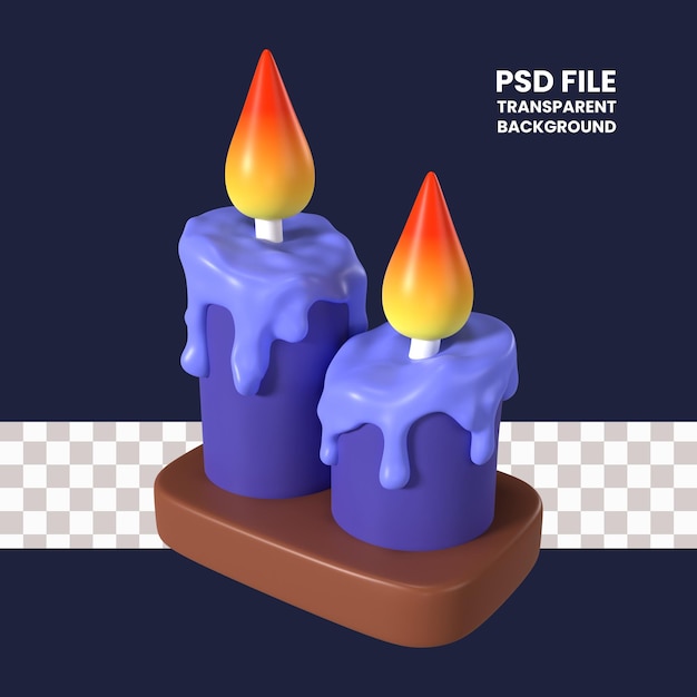 PSD icona di illustrazione 3d della candela