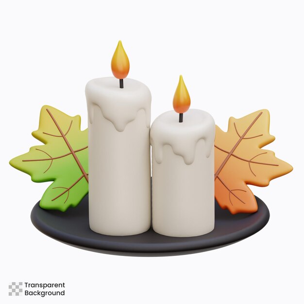 Candle Autumn 3D Icon Illustrations