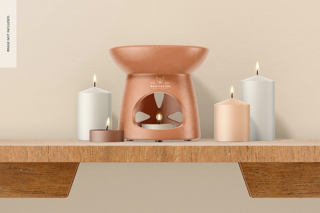 PSD candle holder mockup on table