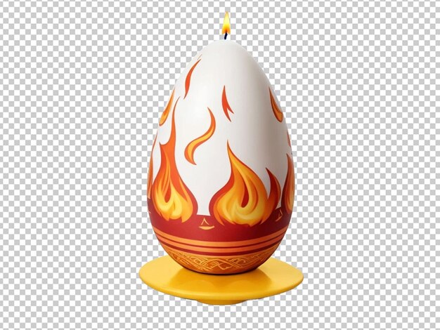 Candle isolated on the top of printed egg