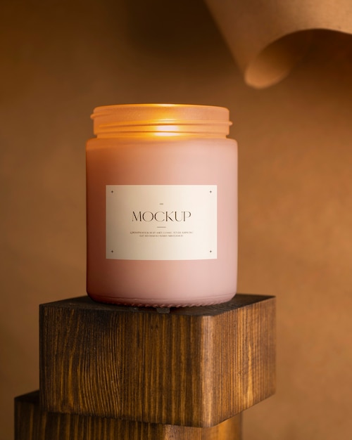 PSD candle label mockup design