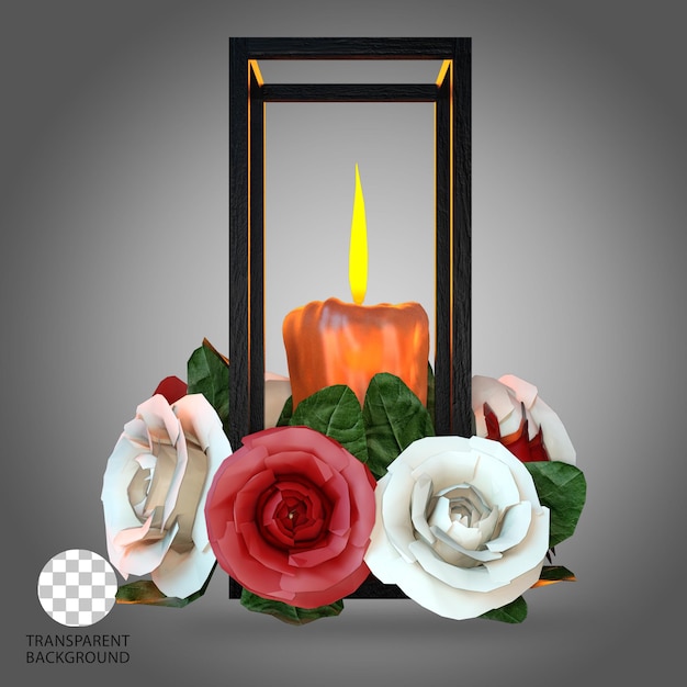 PSD illustrazione renderizzata in 3d isolata dalla luce delle candele