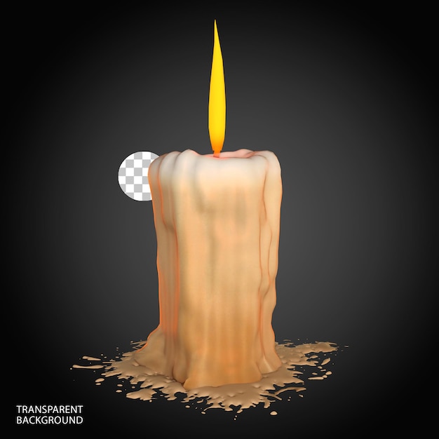 PSD Иллюстрация с 3d-рендерингом изолированного света свечи