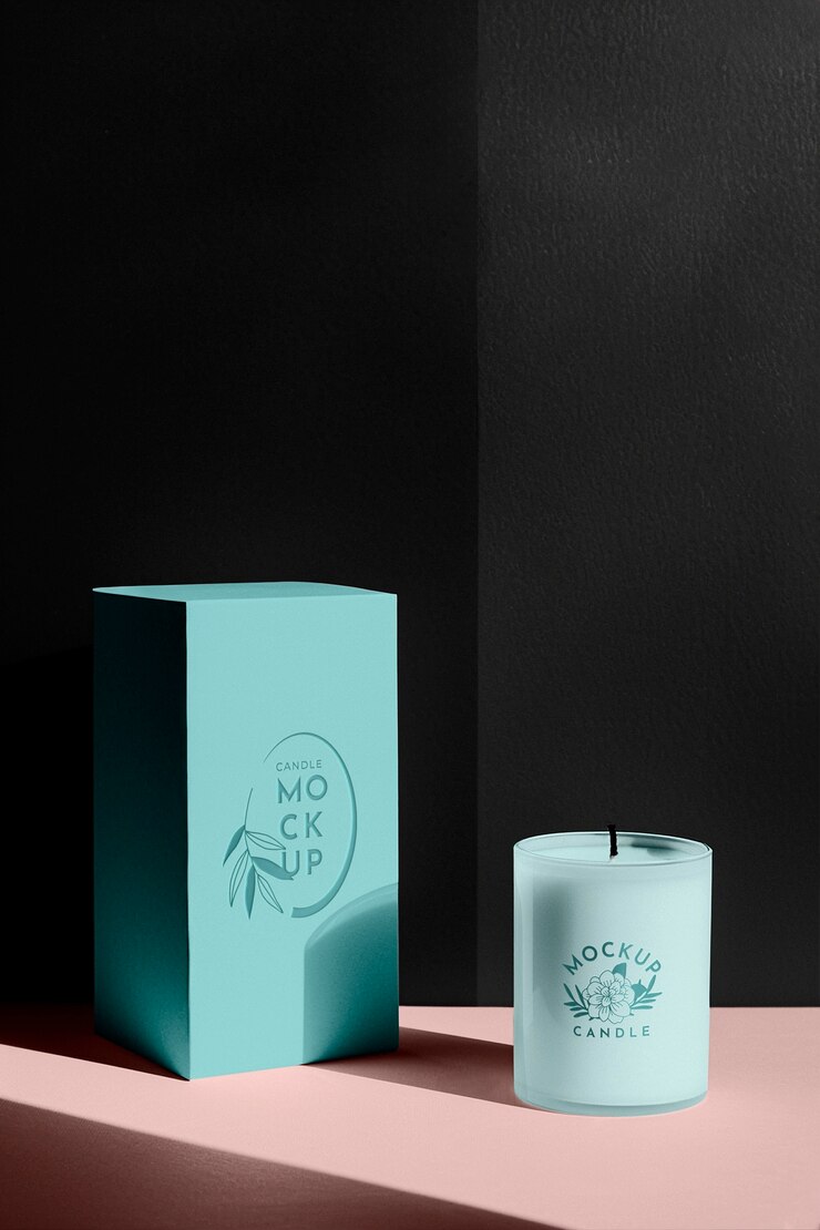 PSD candle logo packaging mockup