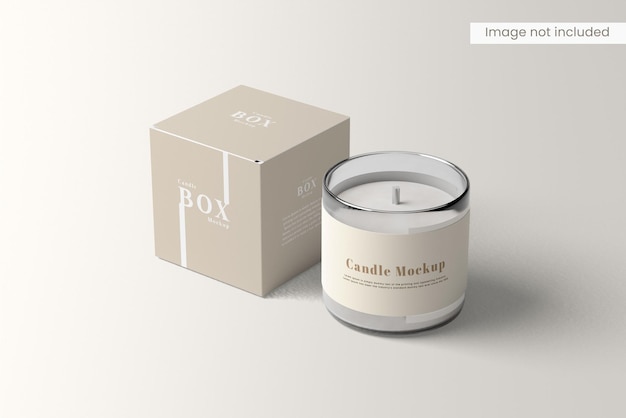 PSD candle with box mockup right view