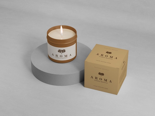 Candle with Box Mockup