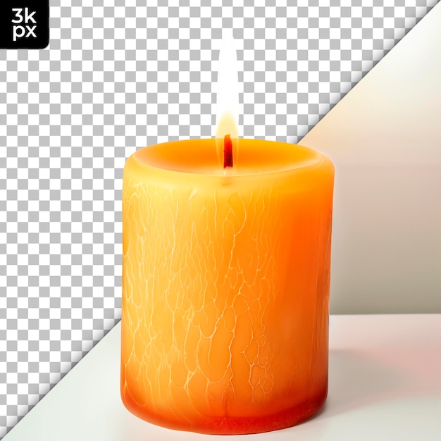 Candle with flame isolated on transparent background