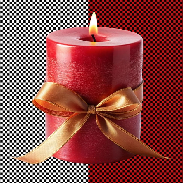 PSD candle with gift ribbon on transparent background