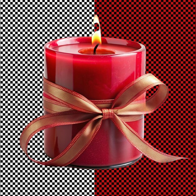 PSD candle with gift ribbon on transparent background