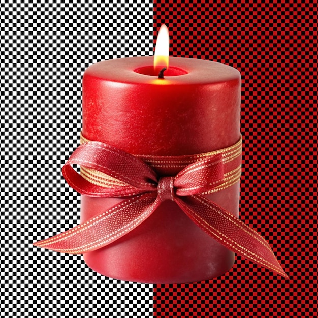 PSD candle with gift ribbon on transparent background