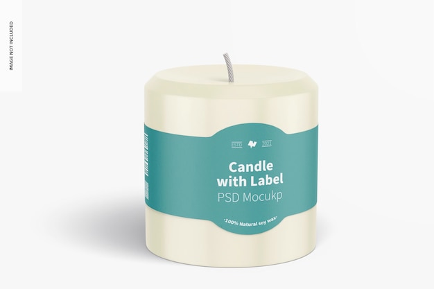 Candle with label mockup, front view