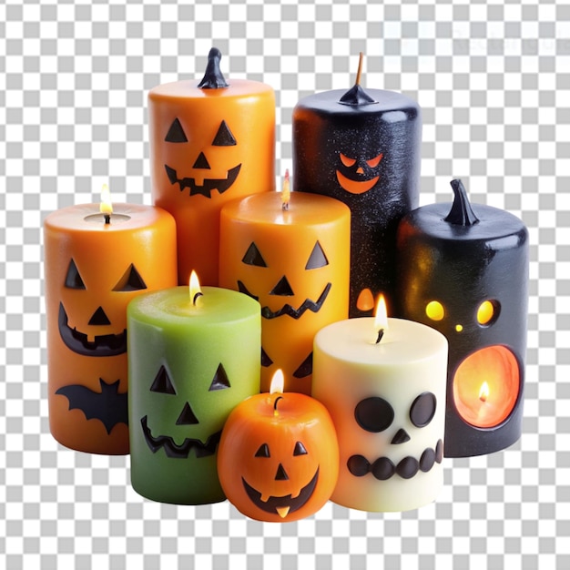 PSD Хэллоуинские свечи на прозрачном фоне