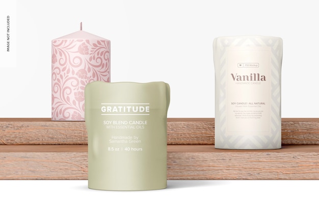 Mockup di candele, prospettiva