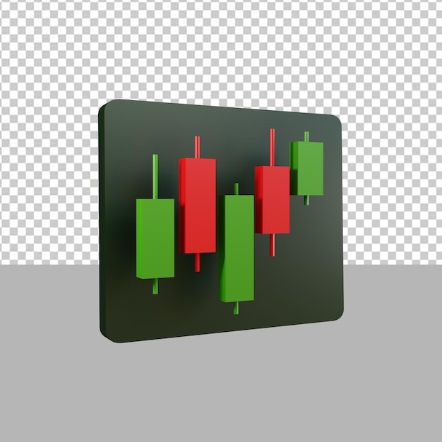 PSD candlesticks up trend growth stock investment stock trading icon 3d render illustration