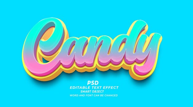 PSD candy 3d bewerkbaar teksteffect photoshop psd-sjabloon