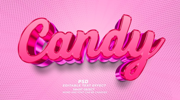 Candy 3d bewerkbare photoshop teksteffectstijl met achtergrond