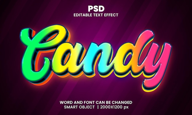 candy 3d editable photoshop text effect style with background
