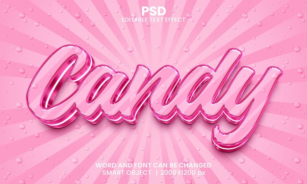 PSD candy 3d modificabile in stile effetto testo photoshop con sfondo