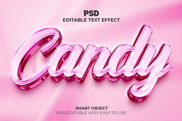 PSD candy 3d editable photoshop text effect style