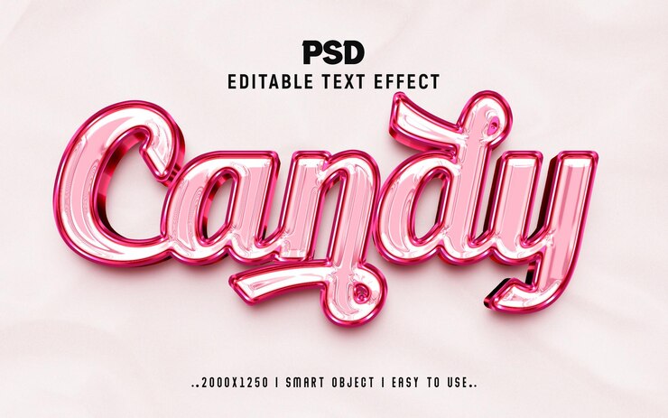 PSD candy 3d editable photoshop text effect style