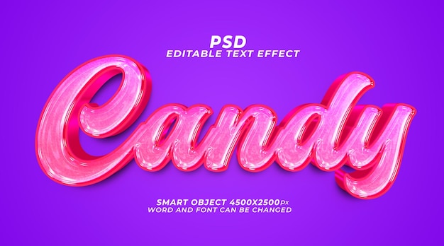 PSD candy 3d editable photoshop text effect template with cute background