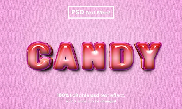 Candy 3d редактируемый текстовый эффект конфет премиум-класса