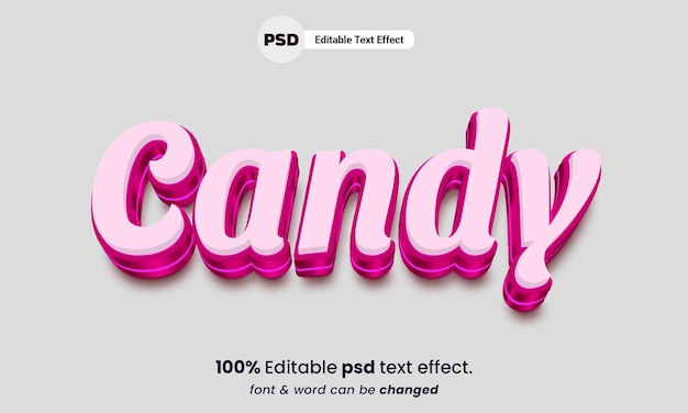 Effetto di testo caramella psd modificabile candy 3d