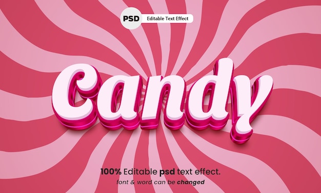 Candy 3d редактируемый psd текстовый эффект конфеты