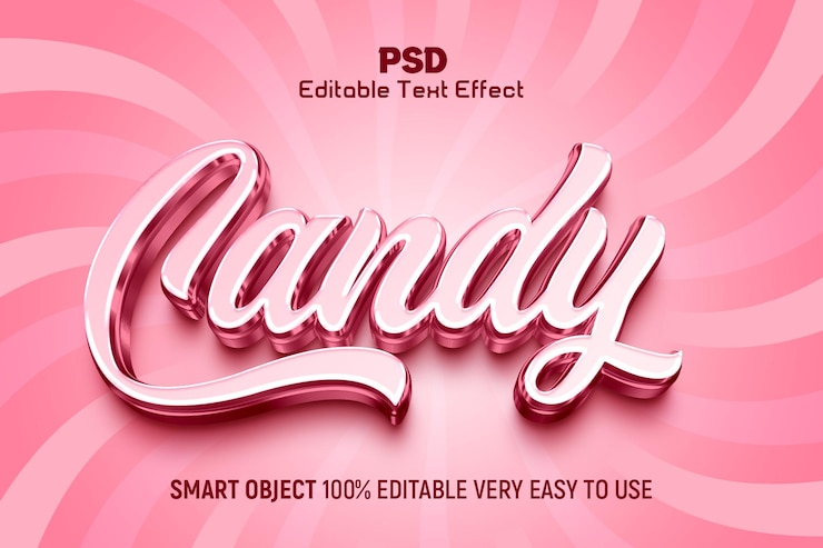 PSD candy 3d editable psd text effect style