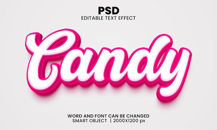 PSD candy 3d editable text effect premium psd with background