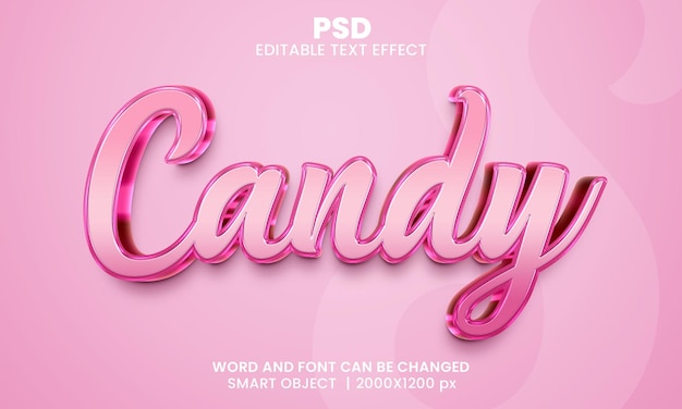 Candy 3d editable text effect premium psd with background