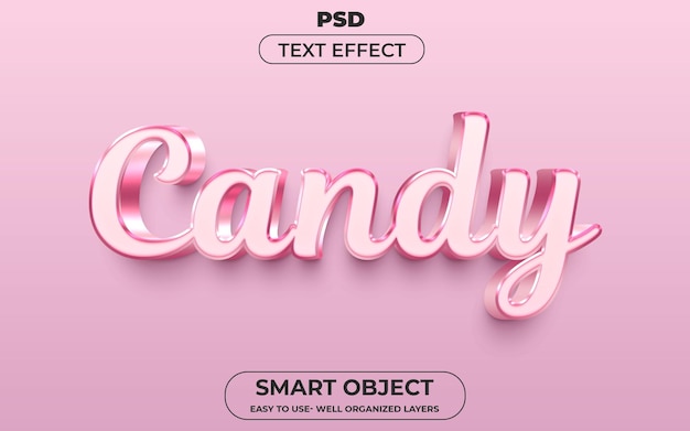 Candy 3d стиль редактируемого текстового эффекта с фоном