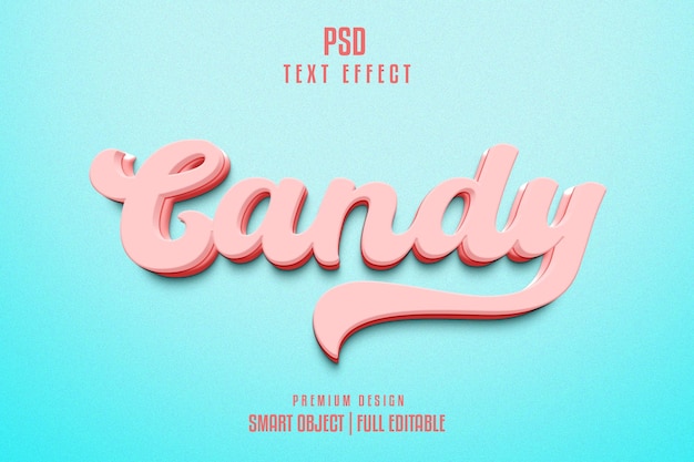 PSD candy 3d редактируемый стиль текстового эффекта