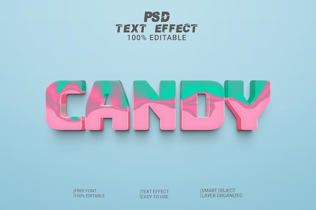PSD 사탕 3d 편집 가능한 텍스트 효과 스타일