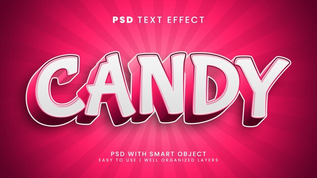 Candy 3d редактируемый текстовый эффект с текстовым стилем сахара и леденца на палочке