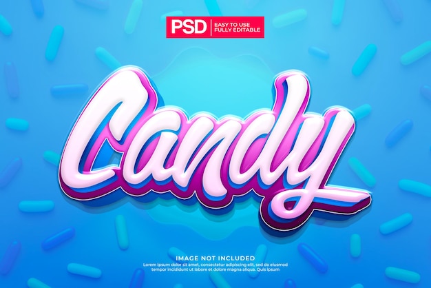 PSD candy 3d editable text effect