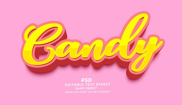 Candy 3d edytowalny efekt tekstowy szablon Photoshop PSD