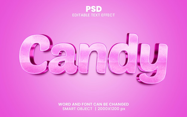 Candy 3d Edytowalny Styl Efektu Tekstowego Photoshop Z Nowoczesnym Tłem