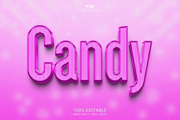 PSD candy 3d psd bewerkbaar teksteffectontwerp