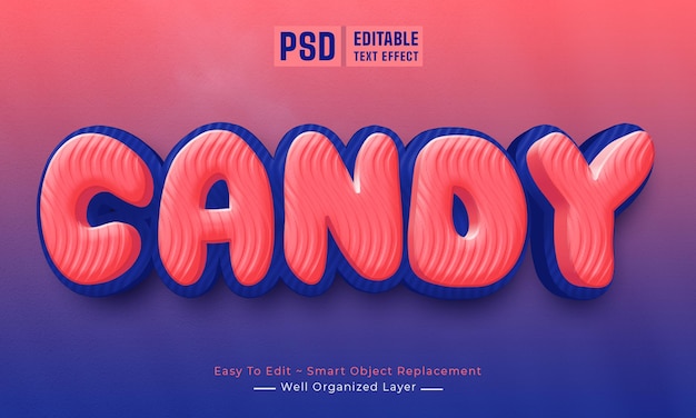 PSD candy 3d-stijl bewerkbaar teksteffect