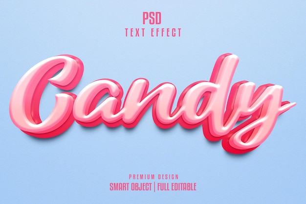 PSD Шаблон текстового эффекта candy 3d