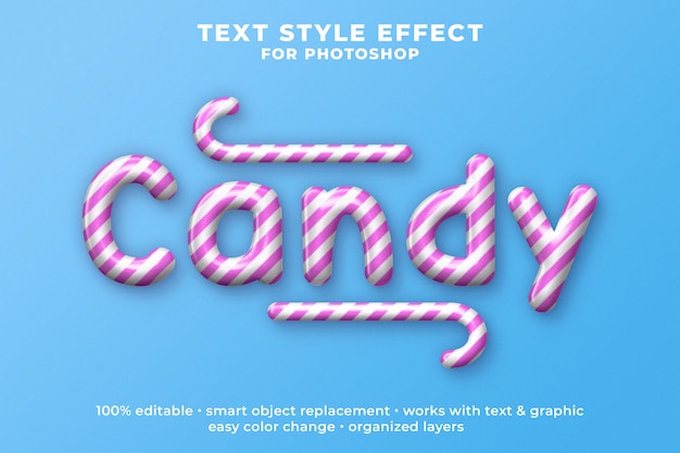 Modello psd effetto testo stile candy 3d