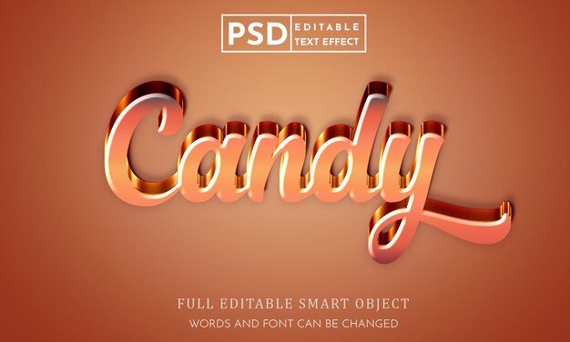 Candy 3d эффект стиля текста psd с премиальным фоном