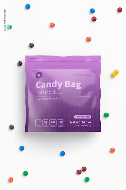 Candy bag mockup, top view