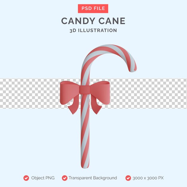 PSD candy cane 3d illustration