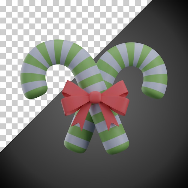 Candy Cane 3d Render Ikona Ilustracja