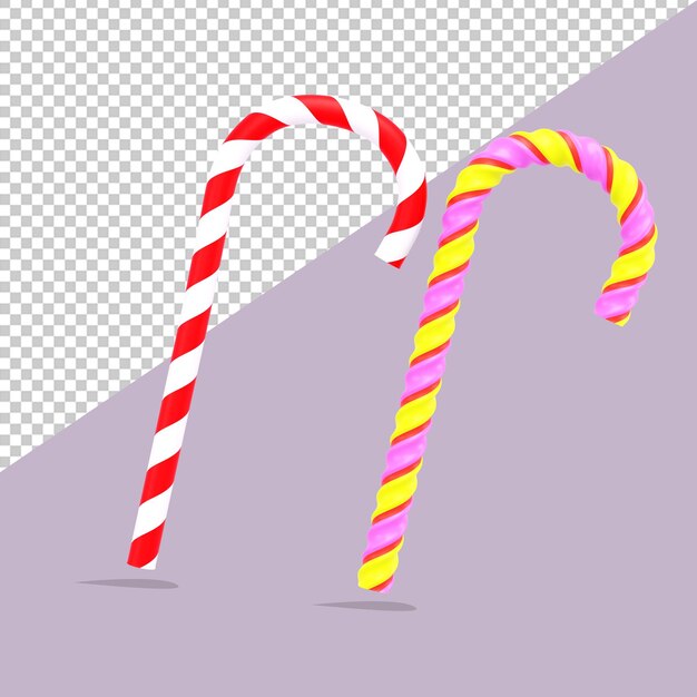 PSD candy cane natale 3d rendering illustrazione